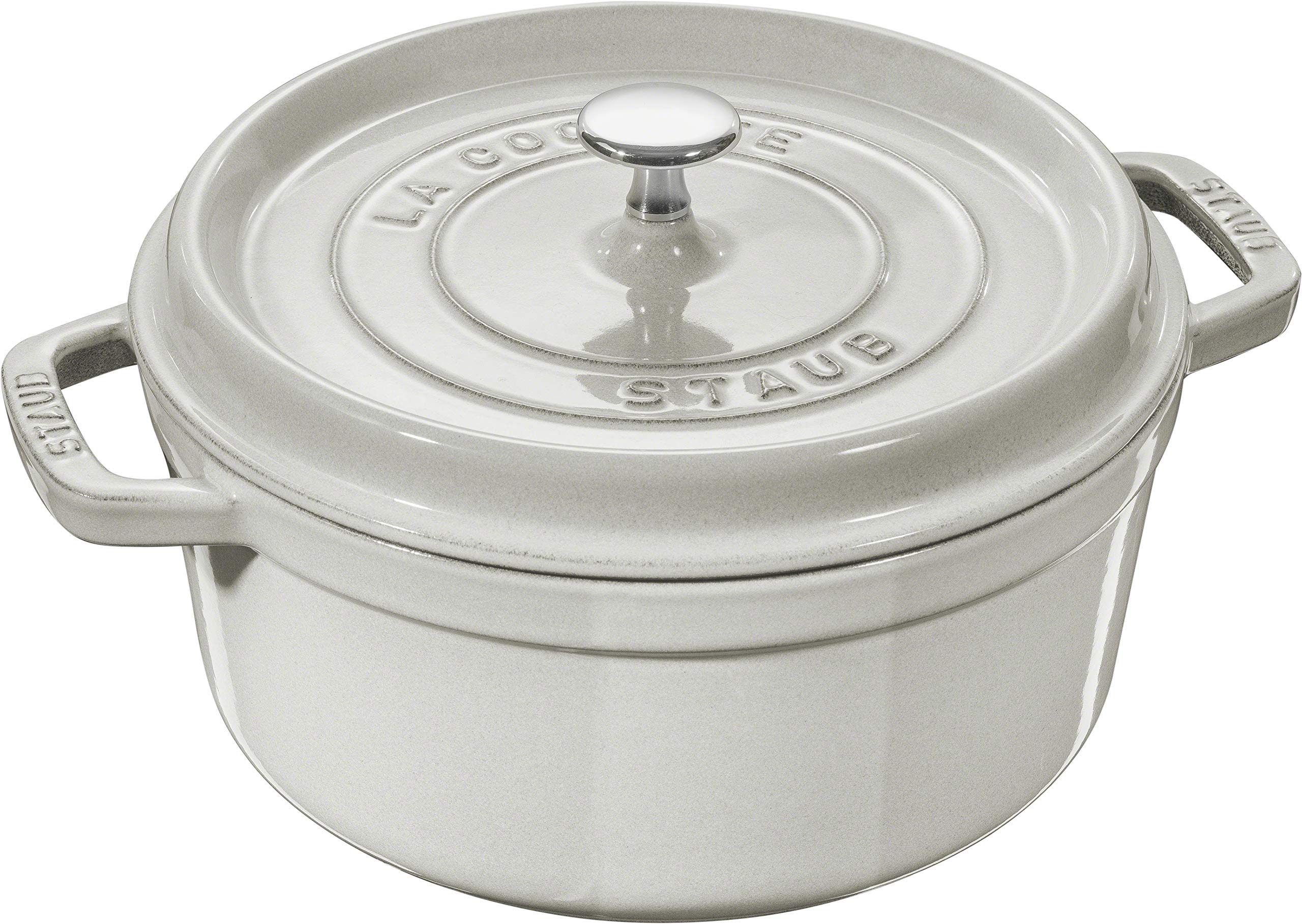 Staub Cast Iron 2.75-qt Round Cocotte – White Truffle, Made in France