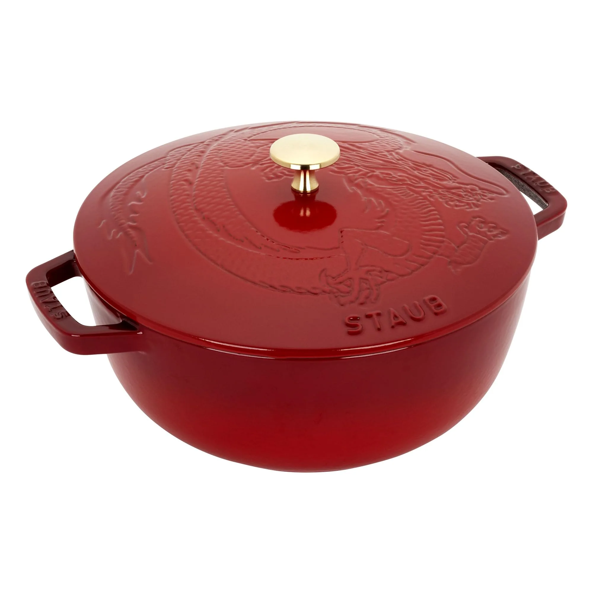 Staub Cast Iron 3.75-qt Essential French Oven with Dragon Lid – Cherry