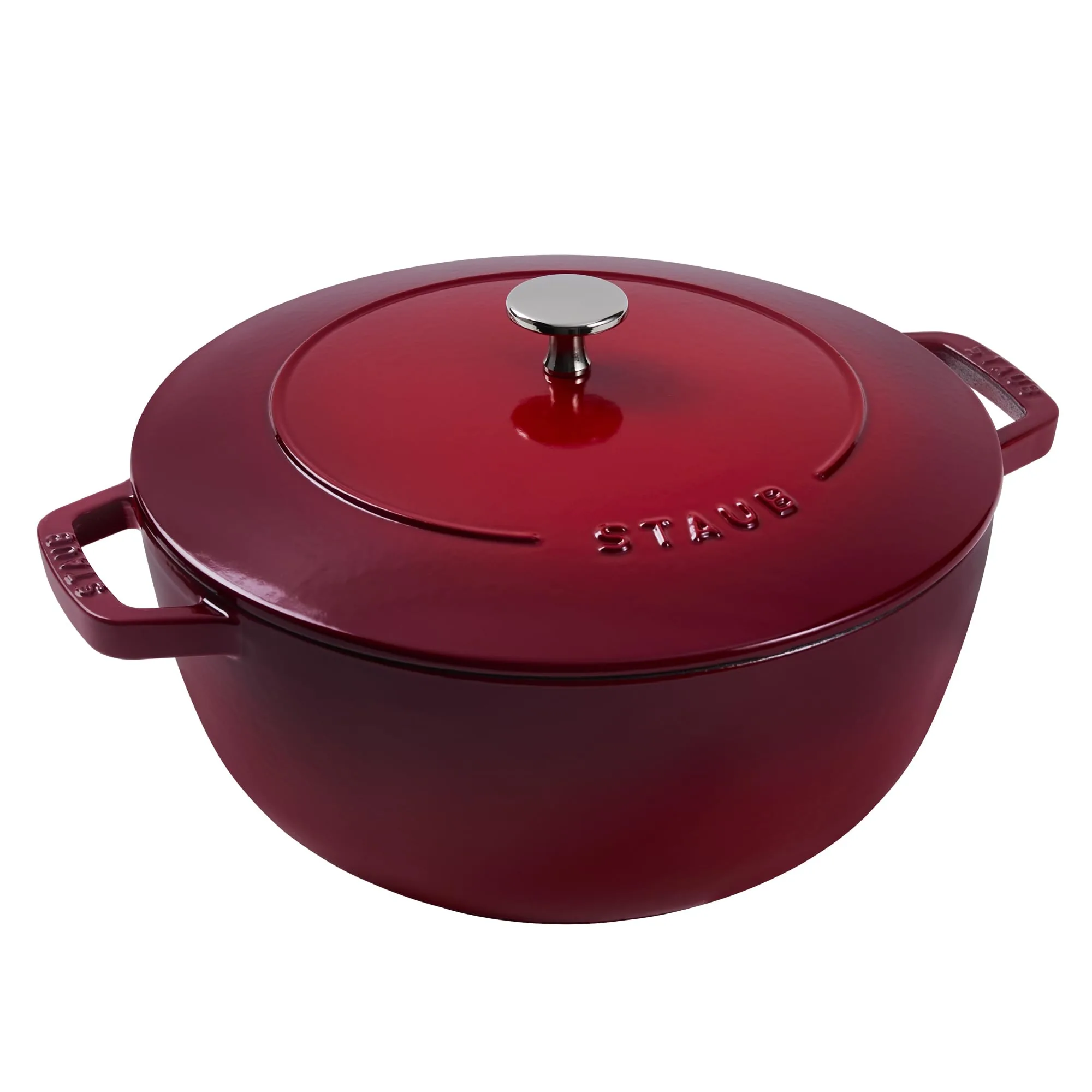 Staub Cast Iron Essential French Oven, Dutch Oven, 5-quart, serves 5-6, Made in France – Cherry