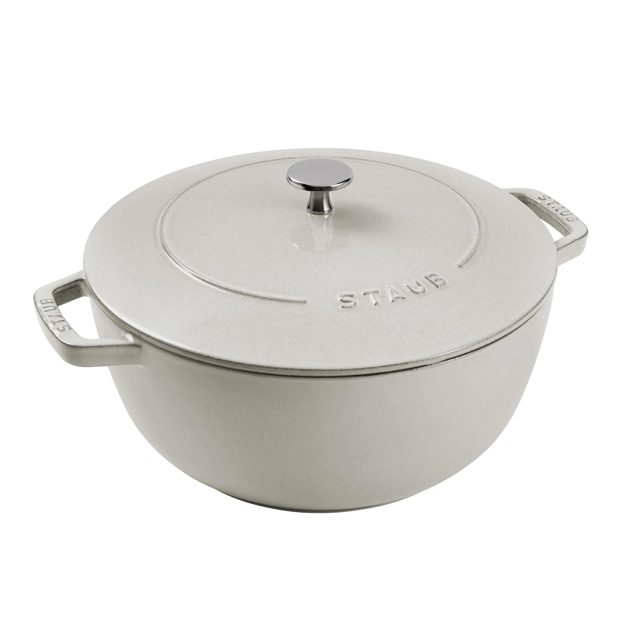 Staub Cast Iron Essential French Oven, Dutch Oven, 5-quart, serves 5-6, Made in France – White Truffle