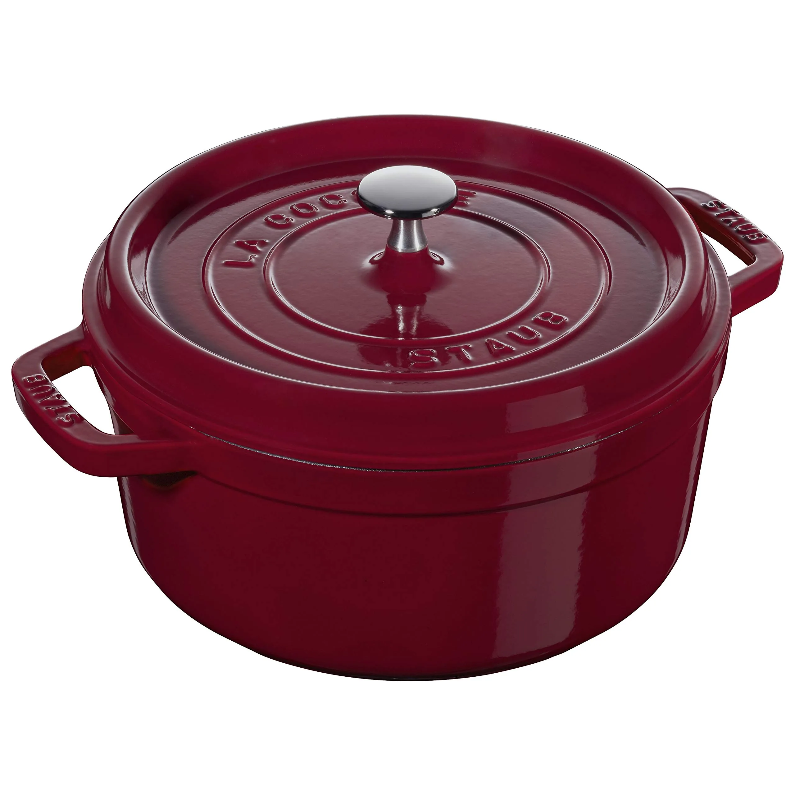 STAUB La Cocotte 6.75L Enamel-Coated Round Cast Iron Cocotte with Nickel Knob Lid – All Cooktops, Made in France, Bordeaux
