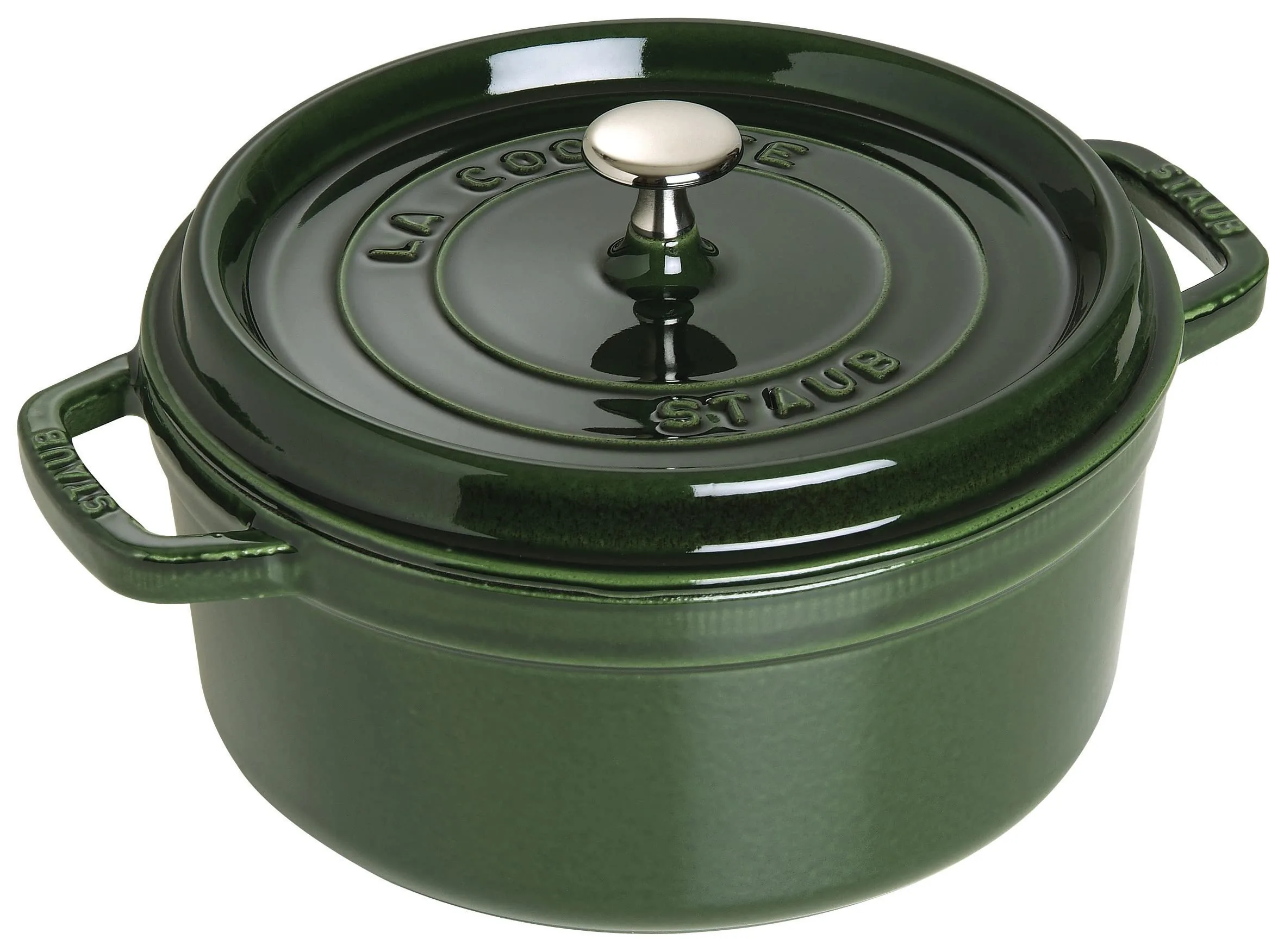 Staub La Cocotte Round 40509-356 “Pico Cocotte Round, Basil Green, 9.4 inches (24 cm), Large, Two-Handed, Enameled Pot, IH Compatible